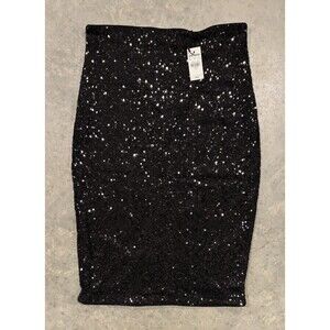 NWT Express Black Sequin Pencil Skirt Back Zipper Women’s Sz 8